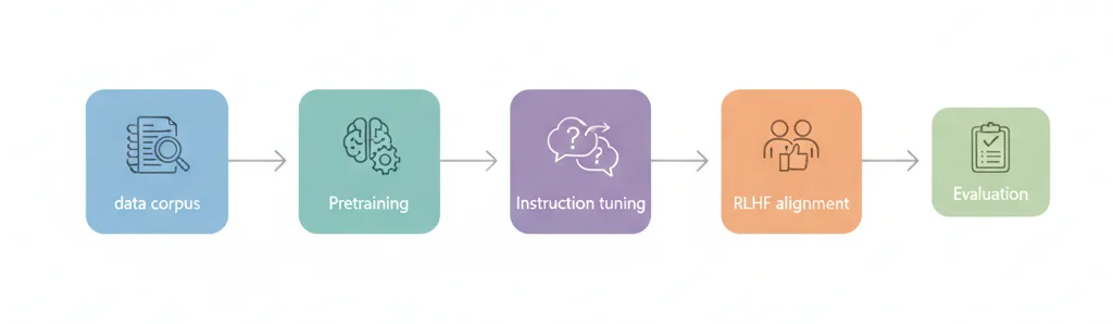 Training steps used to create and align an LLM