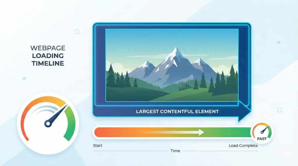 Visual showing how optimizing hero images improves Largest Contentful Paint (LCP).