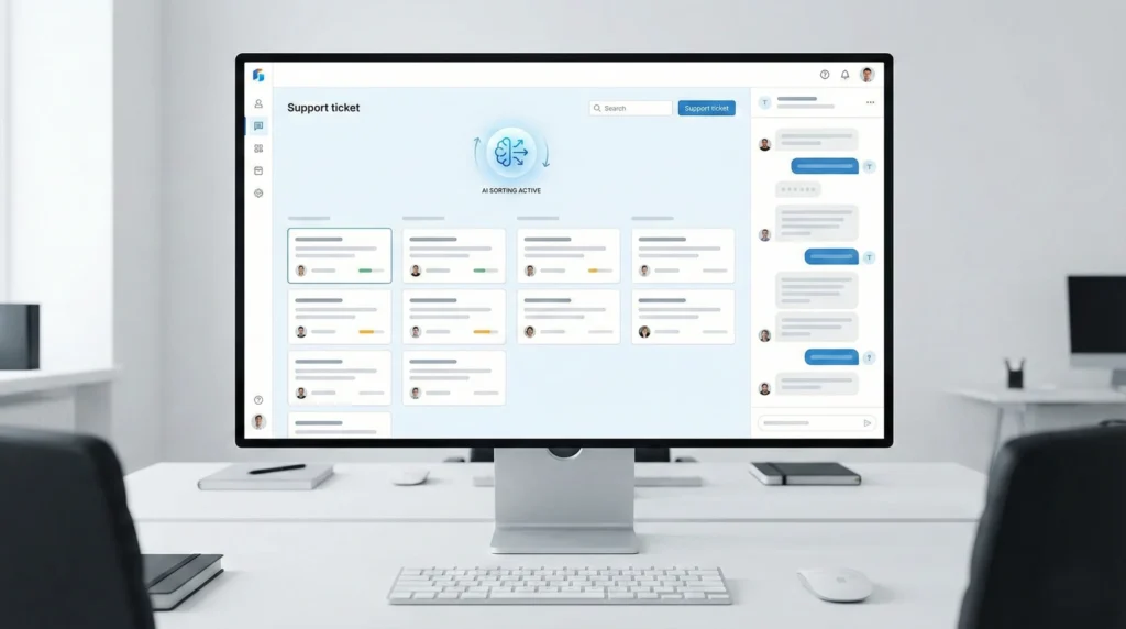 Customer support dashboard concept with AI-assisted triage