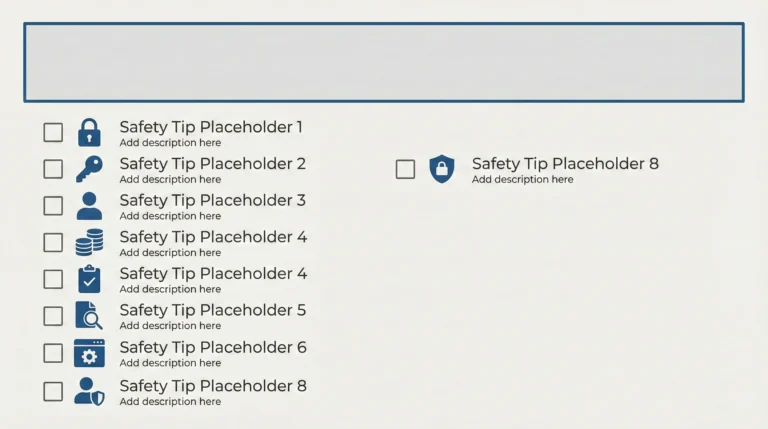 Checklist-style poster with safety and setup icons for running an AI assistant responsibly.