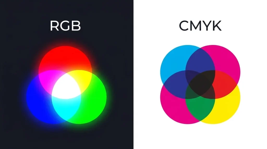 Difference between RGB and CMYK color models illustration