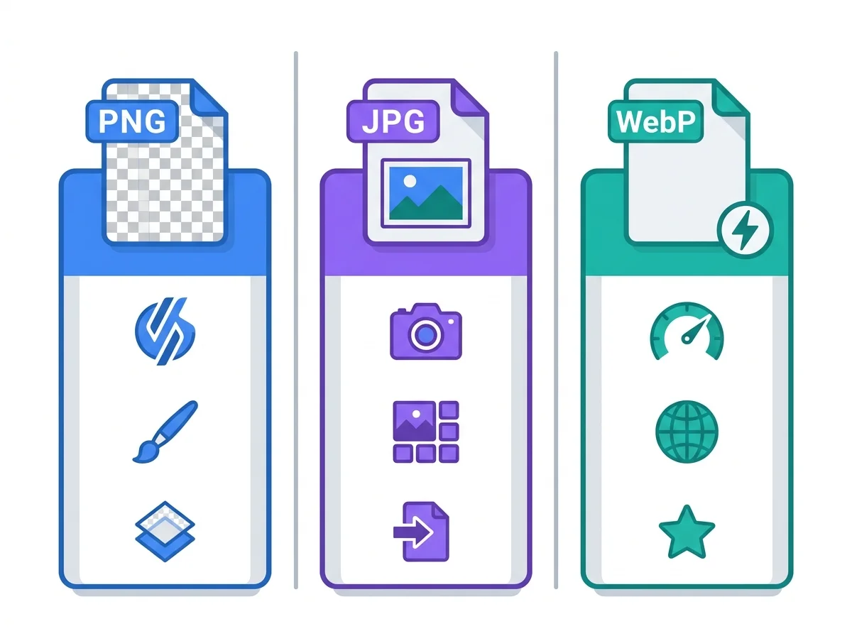 PNG vs JPG vs WebP image format comparison guide