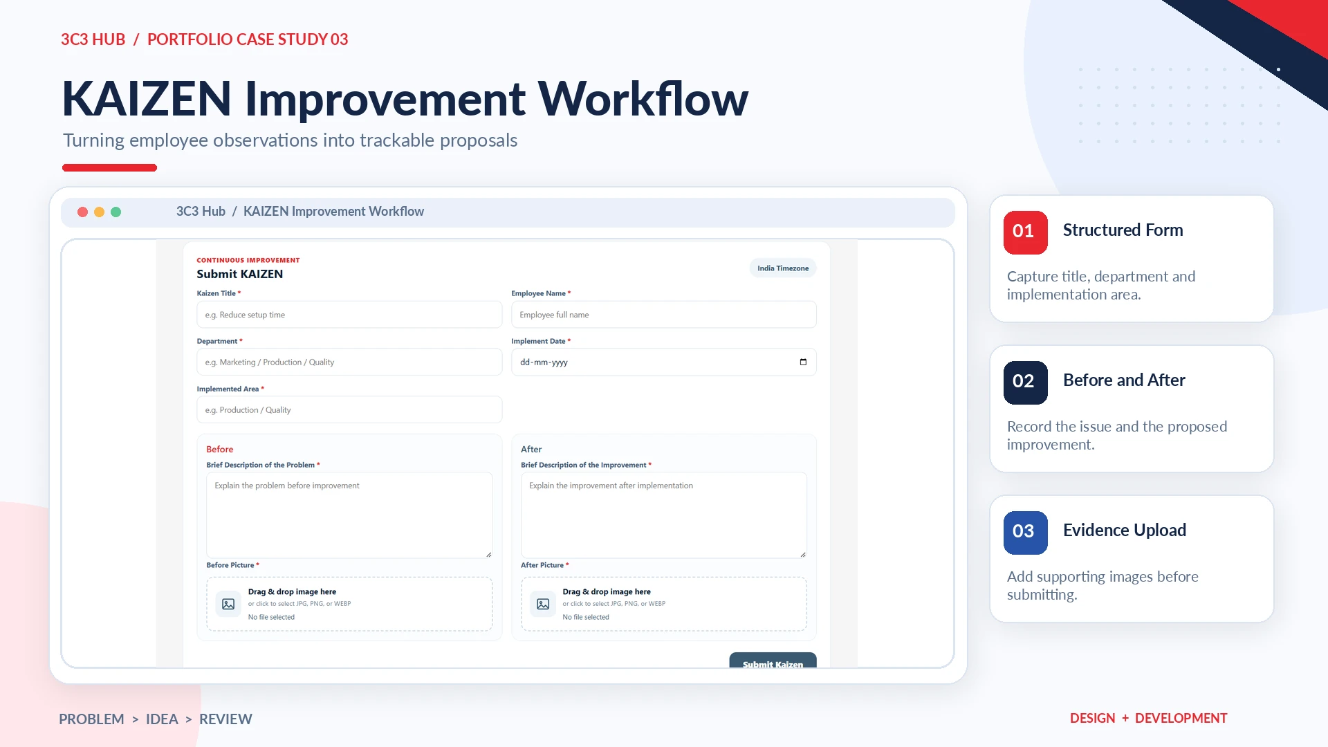 Before and after improvement submission form